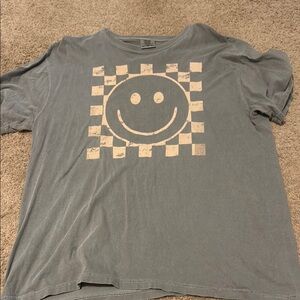 Comfort Colors Gray Smiley Face Tee